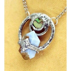 Abalone and blue lace agate Necklace